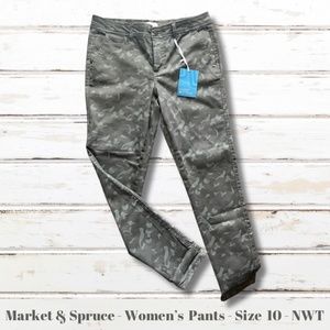 Market and Spruce Women's Rosabel Skinny Pant Camo Size 10 Stretch Cuffed NWT
